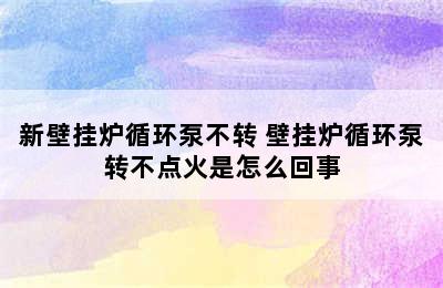 新壁挂炉循环泵不转 壁挂炉循环泵转不点火是怎么回事